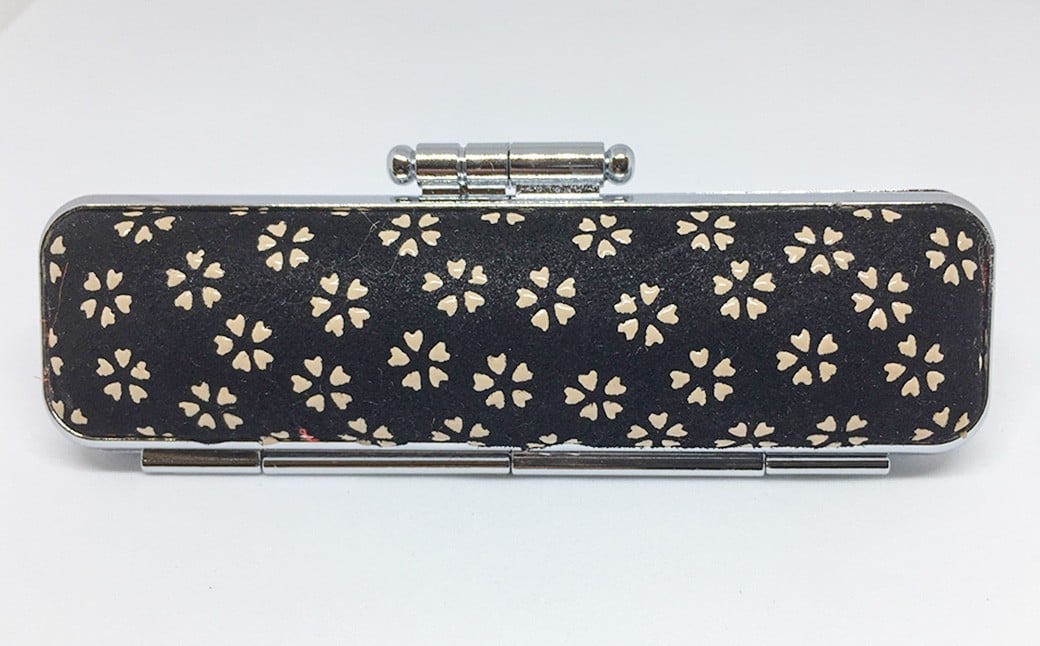 甲州印伝ケース付 黒檀印鑑（サクラ柄）