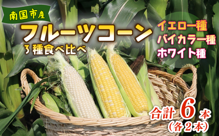 【先行予約】とうもろこし 3種食べ比べ 6本 (イエロー バイカラー ホワイト) とうもろこし フルーツコーン