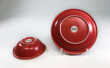 【美濃焼】AirStack ボウル M・プレートL 2色セット（レッド＆ネイビー）【丸利玉樹利喜蔵商店】食器 皿 鉢 パスタ皿 カレー皿 サラダボウル スープボウル ワンプレート ランチ ディナー 食
