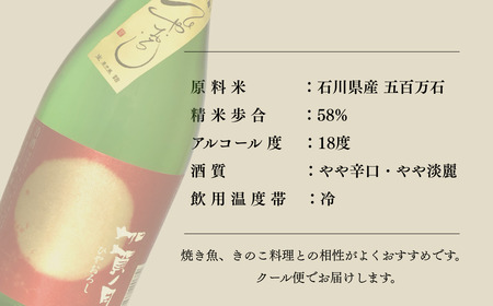【先行予約】 日本酒 秋季限定 加賀ノ月 ひやおろし 純米吟醸（720ml） お酒 地酒 純米吟醸酒 ギフト 小松市 小松 石川 720ml【加越】