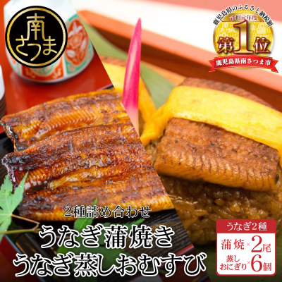 【鹿児島県産 鰻】うなぎ専門店「万のせ」 うなぎ蒲焼2尾（手焼き）とおむすび6個セット 詰め合わせ ギフト 贈答品 国産 鹿児島うなぎ 手焼き 鰻 蒲焼き ウナギ うなぎ蒸しおむすび 土用の丑 丑の日