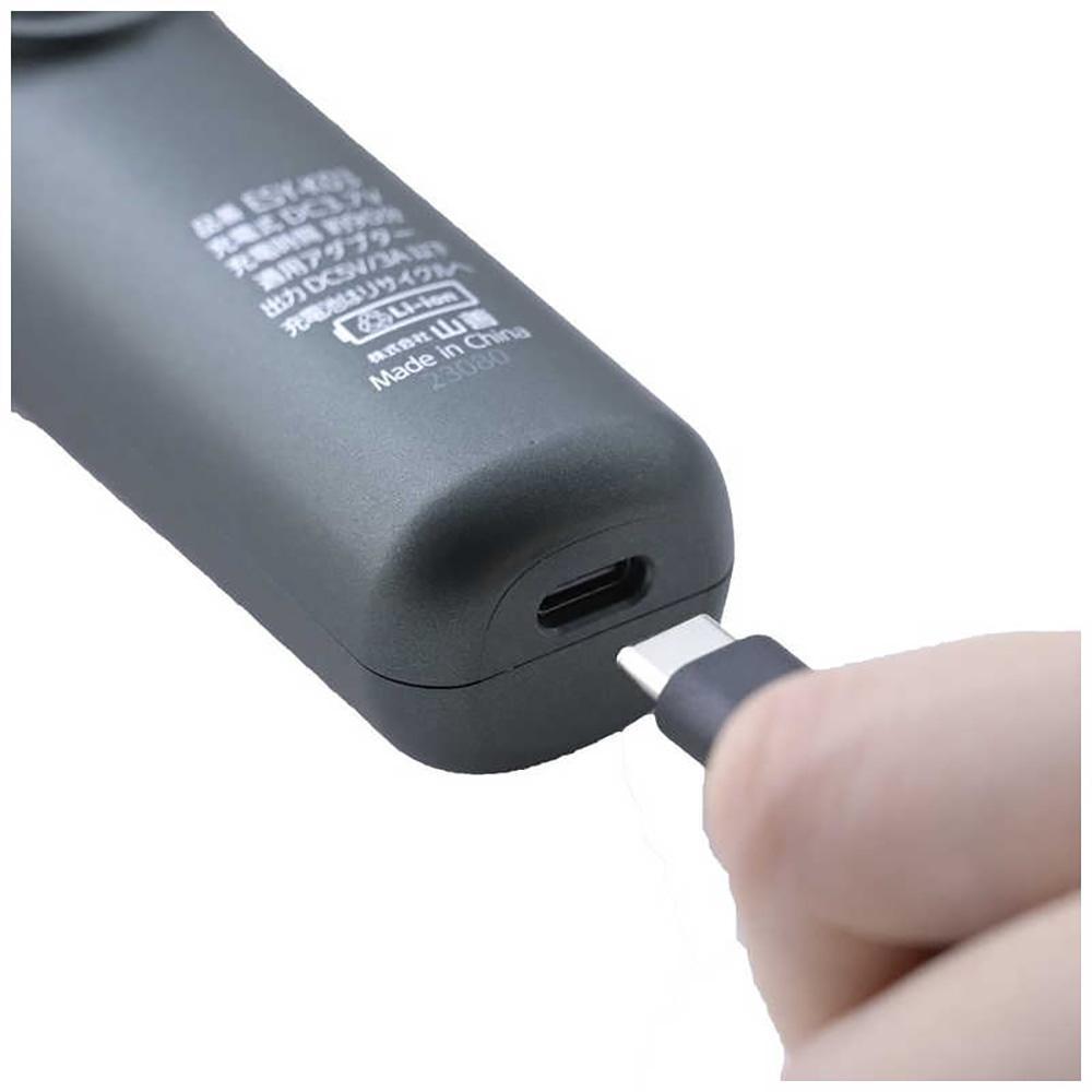 ヤマゼン USB充電式電気シェーバー LASIKU グレー［4枚刃 /AC100V-240V］ ESY-K04-H 【 電気シェーバー シェーバー 髭剃り メンズ USB充電 水洗い対応 防水 IPX