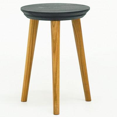 ふるさと納税 中野区 スツール 板座面 高さ43cm チーク無垢材 ブラック×ナチュラル