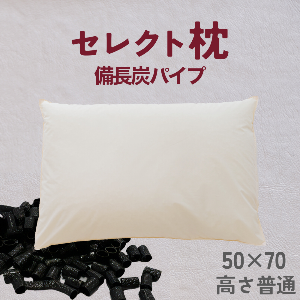 セレクト枕 備長炭パイプ 標準タイプ 普通 （50×70cm）《60日以内に出荷予定(土日祝除く)》---abiko_mkr_79_charcoal_sm---