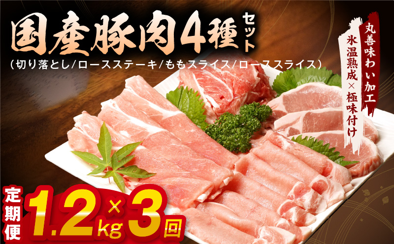 【氷温熟成×極味付け】国産 豚肉 4種セット 定期便 1.2kg×3回 小分け【毎月配送コース】