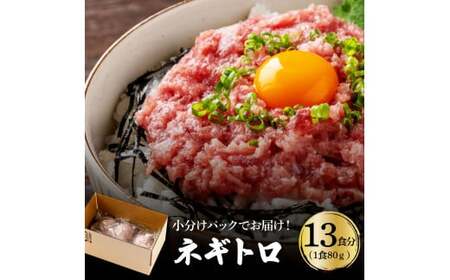 まぐろのネギトロ1食80g個食用13食分（約1040g） 合計1kg以上 小分けパック 大容量 大量  高知県 返礼品 11000円 海鮮 まぐろ ネギトロ丼 まぐろたたき 海鮮丼 そぼろ お寿司 軍