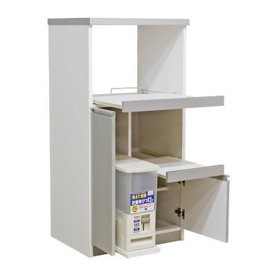 ふるさと納税 大川市 幅60cm レンジ台 2型 【シルバー色】米びつ付き |  | 01