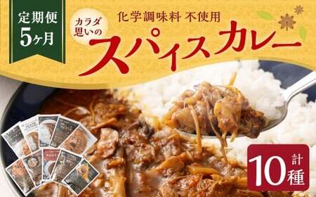 カラダ想いのスパイスカレー（2種4個×5回）毎月【5回定期便】 薬膳ビーフカリー 豚バラジンジャーカリー 薬膳ポークカリー きのこスパイスカレー スープカレーベース バターチキンカレー ベジタブルカレー 煮込み牛すじカレー きのポックルカレー 舞茸とホロホロチキンの薬膳カレー スパイスカレー カレー カレーライス 5回 定期便 2種 4個