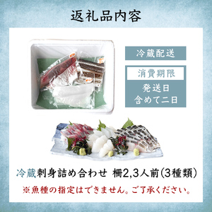 冷蔵刺身詰め合わせ（柵） 2-3人前（3種類） 釣屋魚問屋直営 ひみ岸壁市場