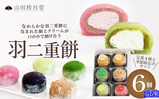 羽二重餅６個入 30P5607　/ 東北 秋田 大館 大館市 菓子 餅 もち おもち お餅 羽二重餅 はぶたえもち 和菓子 ギフト プレゼント 贈り物 母の日 父の日 敬老の日 誕生日 記念日 お祝い 創作和菓子 大福 アイス 自分への ご褒美 プチ贅沢