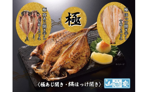 
                  【 小田原 山安 】老舗の極干物 詰め合わせ４種 (10枚) 【 縞ほっけ開き干し 真あじ開き干し 金目鯛開き干し いか開き干し 干物 詰合せ 神奈川県 小田原市 】
                