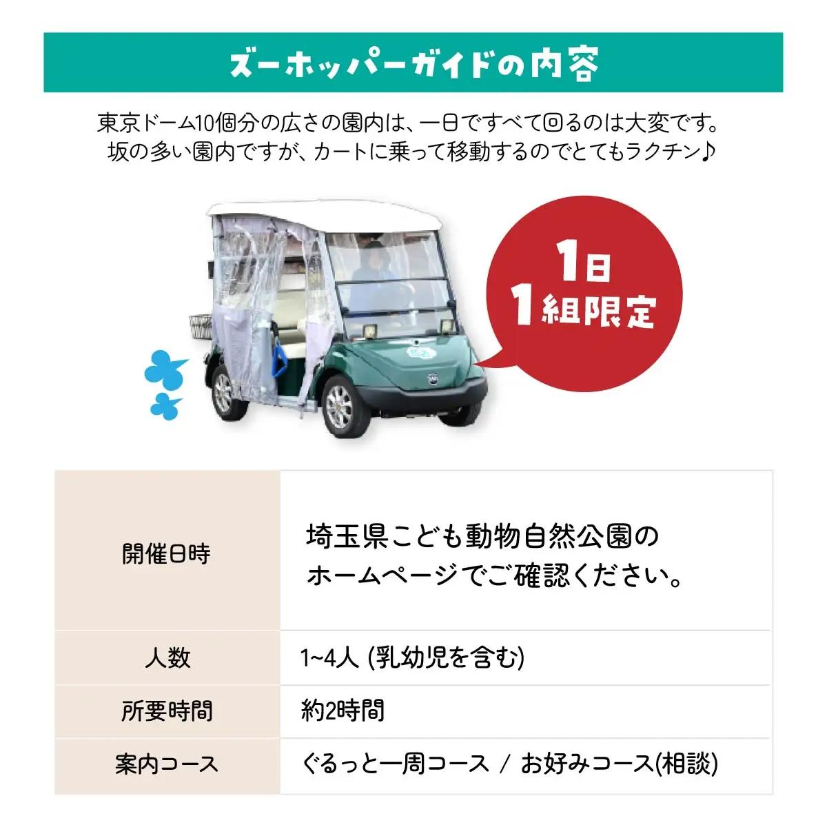 埼玉県こども動物自然公園 ズーホッパーガイド利用券 | 動物園 裏側 見学自然体験 アクティビティ 埼玉県 東松山市