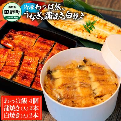 ふるさと納税 田野町 ★四国一小さなまち★田野町産うなぎのわっぱ飯4個+うなぎの蒲焼き(大)2尾+うなぎの白焼き(大)2尾