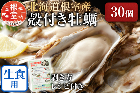 【北海道根室産】貝付き牡蠣30個 B-54006