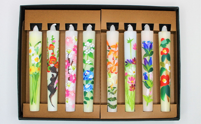 
手描き花ろうそく12cm　8本入
