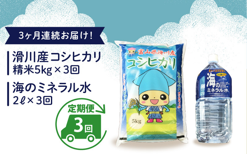 
            滑川産コシヒカリ（5kg）・「海のミネラル水」（2ℓ）【3ヵ月定期便】
          