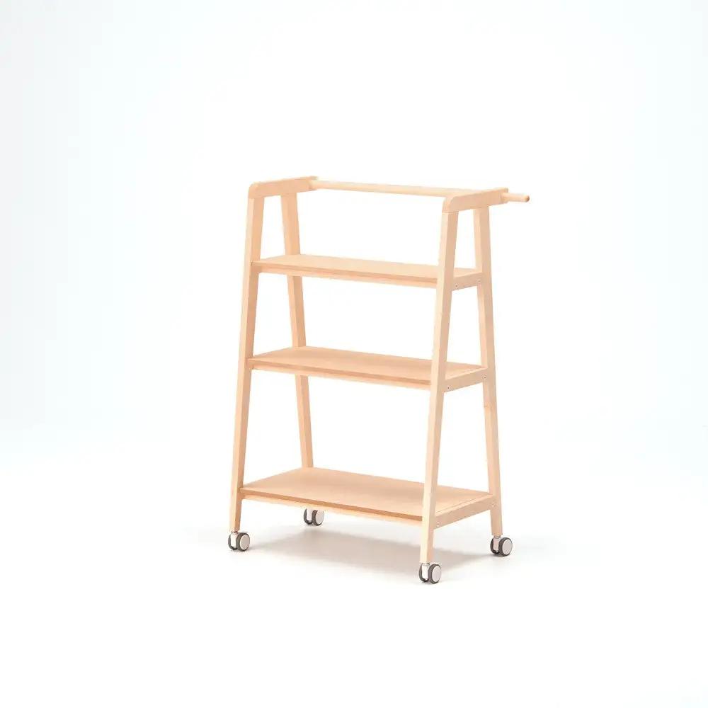 旭川家具　コサイン　ワゴンシェルフ　メープル 【 旭川家具 北海道 旭川市 木製 家具 コンパクト オープンシェルフ キャスター付き 棚 組み立て式 オープンラック 選べる樹種 シンプル ナチュラル 手作り 北欧 おしゃれ 天然木 無垢 】_04445