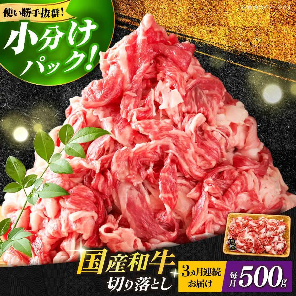 【全3回定期便】牛肉切り落とし 500g 博多和牛 牛肉切り落とし [ABBP042]