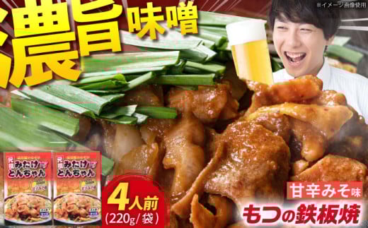 岐阜県産豚もつの鉄板焼き「元祖みたけとんちゃん」甘辛みそ味×2袋（4人前） / モツ もつ 白もつ 白モツ ホルモン ほるもん 味噌 豚肉 豚ホルモン 鉄板焼き おつまみ / 御嵩町 / 藤よし [AVAA003]