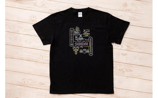 仙台・宮城の観光Tシャツ　「ネオン看板」Tシャツ　Mサイズ　［T-02］