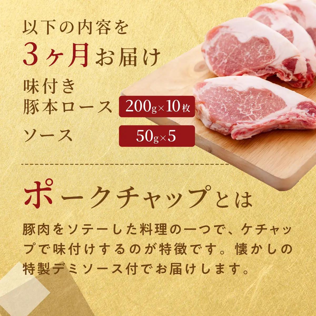 【3ヶ月定期便】カネカン竹内　ポークチャップ（懐かしの特製デミソース付）200g×10枚 MROA128