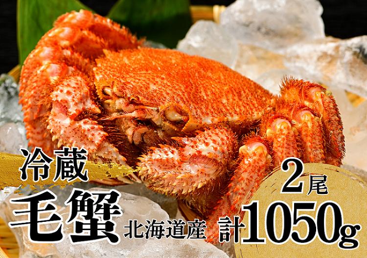 活ゆで毛蟹　2尾で1050～1100g【冷蔵】毛ガニ 毛かに 国産 北海道産