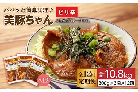 【全12回定期便】 美豚ちゃん ピリ辛 300g×3個セット レトルト 簡単 おかず 【長崎フードサービス】 [PEL011]