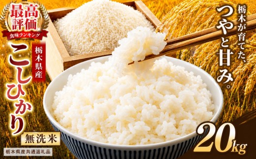 【栃木県共通返礼品】栃木県産コシヒカリ 無洗米 20kg | コシヒカリ こしひかり コメ お米 米 白米 栃木県産 ご飯 飯 御飯 主食 kome 栃木県 那珂川町 送料無料