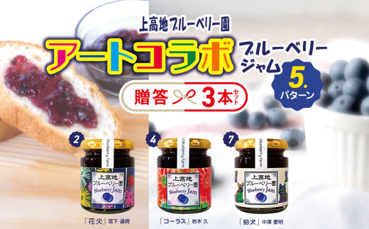 アートコラボブルーベリージャム  贈答３本セット│信州 贈答用 ブルーベリー ジャム 新鮮 加工品 甘い 美味しい 特別 松本 ふるさと納税 上高地