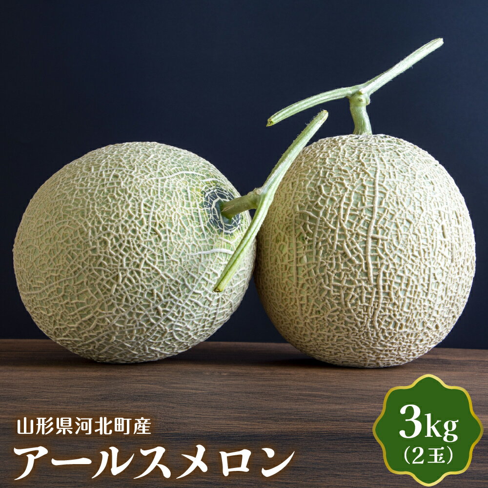 【ふるさと納税】【 令和7年 産】山形県 河北町産 アールスメロン 3kg（ 2玉 ） 山形県産 2025年 メロン アールスメロン 青肉メロン 夏 旬 果物 フルーツ 甘い 産地直送 常温配送 送料無料 お取り寄せグルメ 山形県 河北町