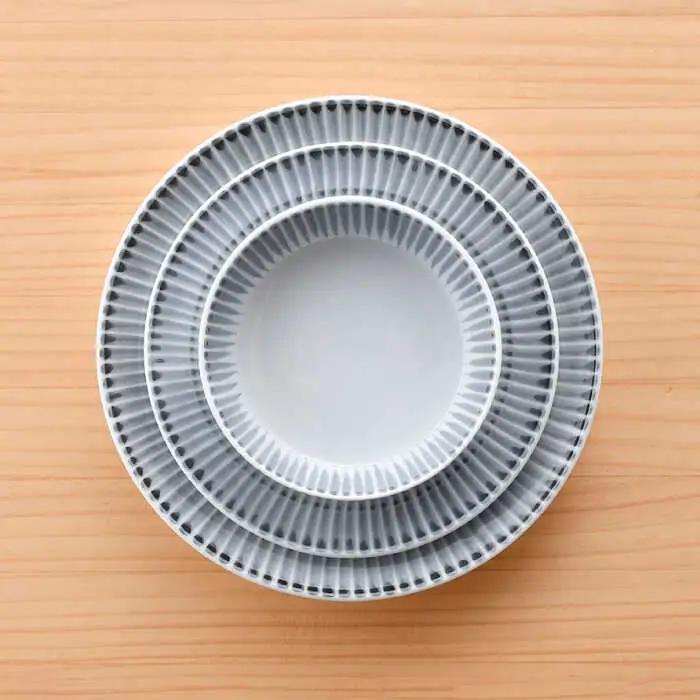 【波佐見焼】十草 プレート （19cm・24cm）・ボウル 小 3点セット（うす墨色） 食器 皿 【大新窯】 [DC96]  波佐見焼