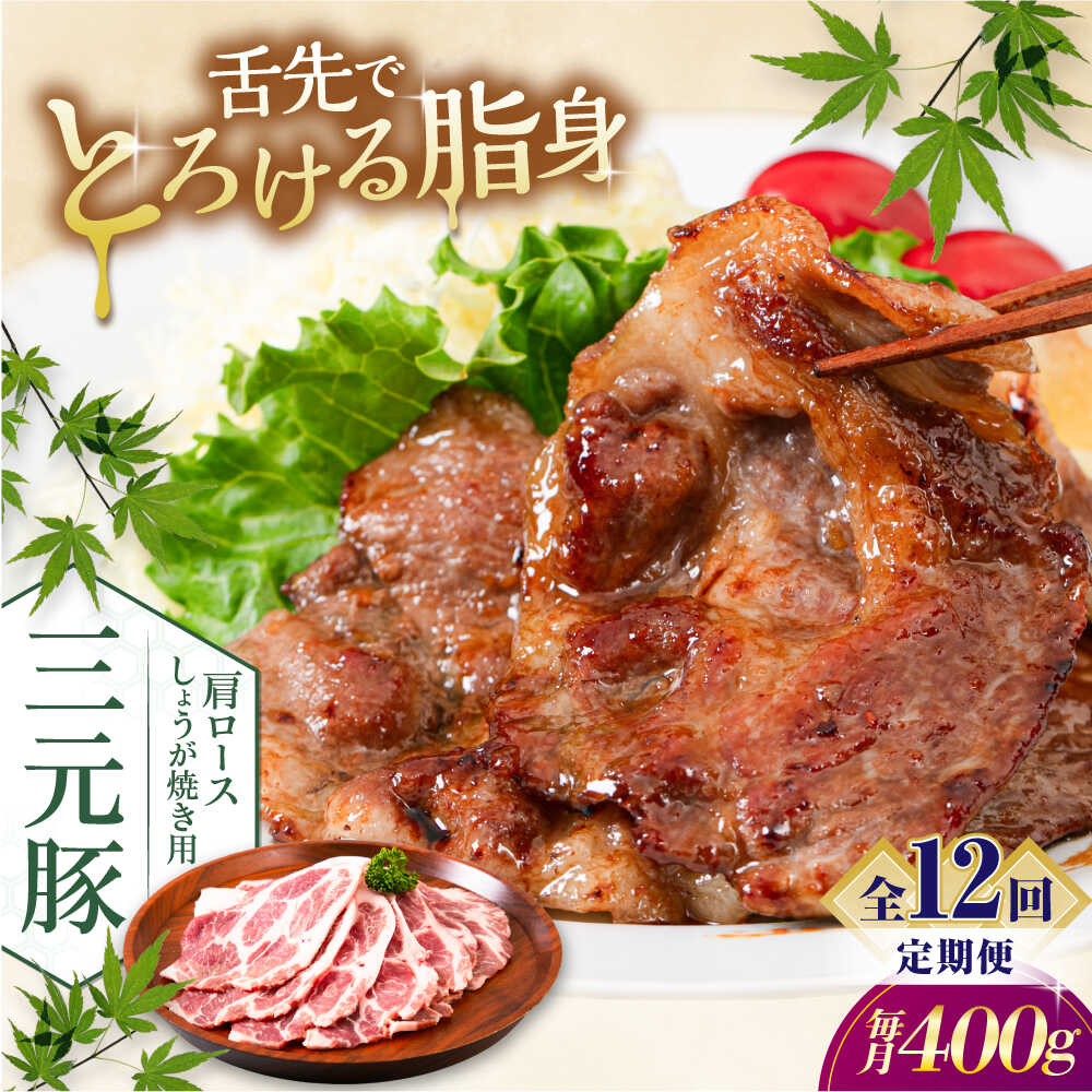 【ふるさと納税】【全12回定期便】三元豚 肩ロース しょうが焼き用 400g (200g×2P)《喜茂別町》【平田牧場】 三元豚 肉 豚肉 ロース 生姜焼き スライス 冷凍配送 定期便 北海道 平田牧場 [AJAP138] 108000 108000円