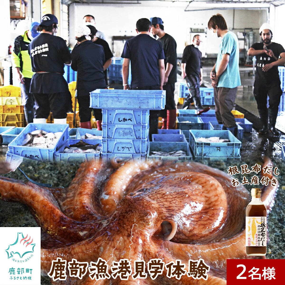 【ふるさと納税】 旅行 観光 体験 チケット 鹿部漁港見学体験 2名様分 根昆布だし お土産付き 道の駅しかべ間歇泉公園 入園券付き 北海道 鹿部 送料無料