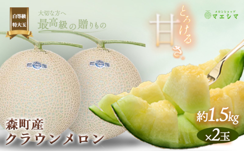 クラウンメロン 並 白等級 特大玉 1.5kg前後 2玉入り 果物類 メロン 青肉 マスクメロン フルーツ 果物 高級 高級メロン 高級フルーツ 旬のフルーツ 旬の果物 季節のフルーツ 季節の果物 静岡県産 静岡 静岡県 森町
