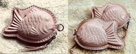  レザー たい焼き コインケース 小物 雑貨 小銭入れ おもしろ 魚 食べ物 形 モチーフ ファンシー スマートキー 小物入れ 交通系 ICカード 収納 持ち運び  ブラック
