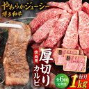 【ふるさと納税】【全6回定期便】博多和牛 厚切り カルビ 1kg （500g×2P）糸島市 / 幸栄物産 [ABH039] 180000円 100000円 10万 黒毛和牛 冷凍配送