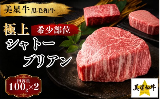 
                  岡山県産 黒毛和牛 美星牛 シャトーブリアン 100ｇ×2枚(200g) 岡山県 黒毛和牛 美星牛 ステーキ 数量限定 ご褒美 ギフト  国産 牛肉【msmt004-01】
                