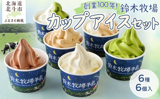 北海道産 カップアイス 6種6個 詰め合わせ 鈴木牧場 創業100年 1頭1頭に名前を付け愛情込めて育てた牛の新鮮ミルク使用 【 ふるさと納税 人気 おすすめ ランキング カップアイス アイス アイスクリーム セット 北海道 北斗市 送料無料 】 HOKAZ001