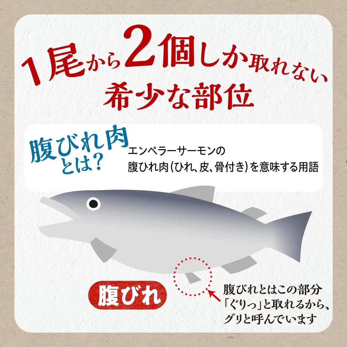 エンペラーサーモンの希少部位！ 1kg（約15枚入） 腹ビレ肉 通称「グリ」_T005-1182