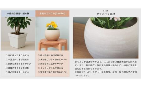 植木鉢 Gonfler(ゴンフレ) 選べるカラー セラミック 約 6号 フラワーポット プランター 鉢 丸い鉢 丸い 丸型 中型 観葉植物 おしゃれ くすみカラー ガーデニング用品 ガーデニング 園芸