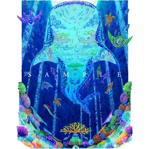 インテリア ［琉球イラストレーション］ 与儀勝之 『海の星 ～月夜の宮～ / Star of the Sea - Moonlight palace -』 額装Mサイズ  BCAI017 アート