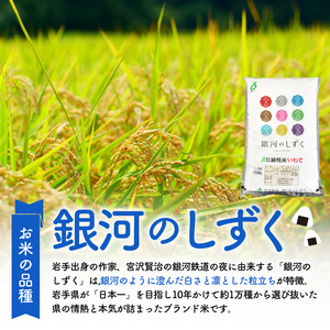 【3ヶ月定期便】銀河のしずく 5kg×3回 米 計15kg 岩手県産 一等米