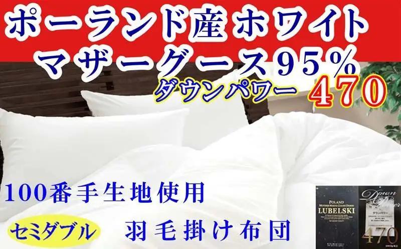 【羽毛布団】掛け布団 セミダブル ポーランド産マザーグース95％ ダウンパワー470 100番手【BE118】