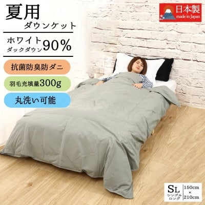 
＜春夏用＞洗える羽毛肌掛け布団シングルサイズダウン90%0.3kgダウンケット洗濯可能グレー　国産【1301103】
