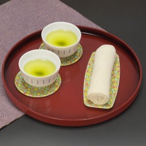 タツクラフト 友禅和紙おしぼりトレー 5枚セット 桜 金平糖 緑