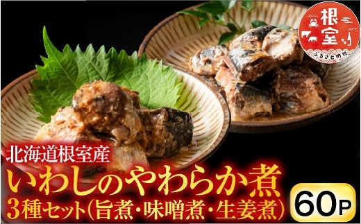 F-09014 【北海道根室産】いわし煮付けセット(3種・各20P)