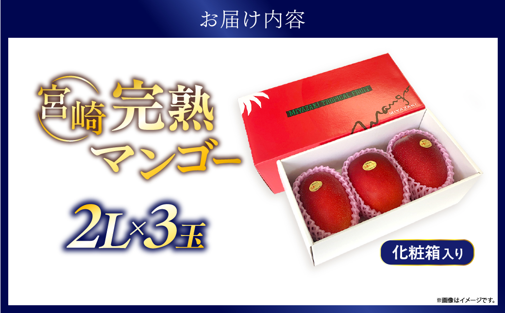 先行予約 完熟マンゴー 2L×3玉（化粧箱）マンゴー 宮崎 果物 フルーツ くだもの 2027年 国産 高級 マンゴージュース 南国フルーツ おすすめ デザート ギフト 贈り物 プレゼント 贈答 冷蔵 綾町 送料無料 【JA綾町】_A0114-2362