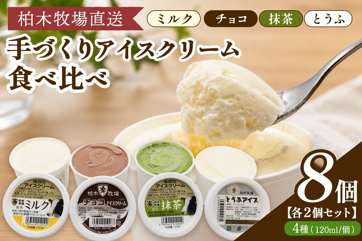 
                  《柏木牧場直送》 手づくりアイスクリーム食べ比べ 8個セット (4種 各2個・120ml／個)｜伊勢原 贅沢素材 スイーツ ギフト 詰め合わせ 贈り物 プレゼント 人気 お取り寄せ [1246]
                