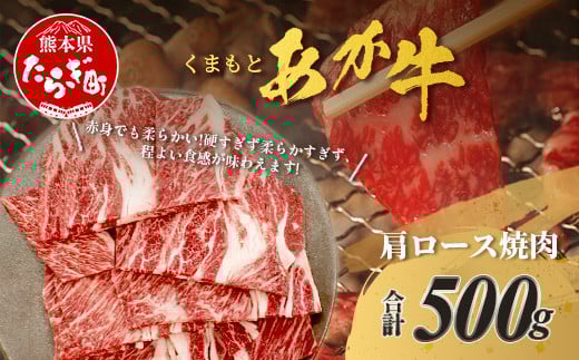 くまもとあか牛 肩ロース 焼肉用 計500g 熊本県 ブランド牛 肉 ヘルシー 赤身 牛肉 ジューシー 赤身 お肉 あか牛 赤牛 カット 焼き肉 やきにく ヤキニク BBQ バーベキュー 炒め物 ごちそう 105-0504