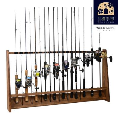 ふるさと納税 横手市 WOOD WORKS ロッドスタンド20本掛け 本体カラー:ブラウン/フェルトカラー:ブラック